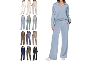 Women's 2 Piece Sets Outfits Casual Long Sleeve Sweatsuits Sets(Sky Blue,S)