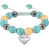 YOESDIE Heart Natural Stone Beaded Bracelet for girl | 3-24 Years Old Birthday Gift | Adjustable Natural Stone Beaded Birthday Bracelets for Girls Jewellery