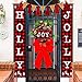 Christmas Banner Holly Jolly Banner Decorations Outdoor Indoor, Holly Jolly and Joy Porch Sign, Christmas Buffalo Check Banner for Home Wall Decorations