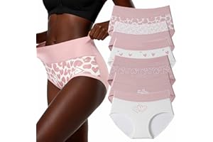 Women's Cotton Panties - 6 Pack Cute Love Print Briefs with Stretchy Waistband & Double Layer Crotch Soft Breathable