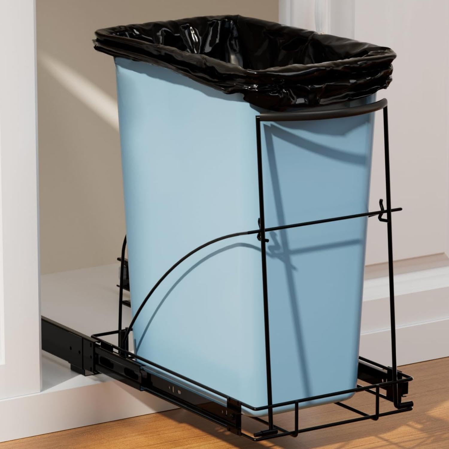 Photo 1 of Pull Out Trash Can Under Cabinet & Under Sink Garbage Can Pull Out?Heavy Duty Cabinet Organizer Roll Out Kit?Requires 13" W X 18" D Minimum Cabinets? Black Finish? (Waste Bin Not Included)