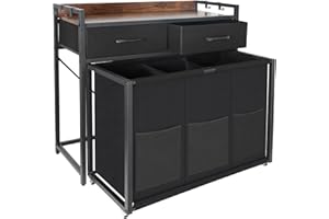 TNAMASUN Rolling Laundry Sorter with wheels, Laundry Hamper 3 Section with shelf - 3 × 10.5 Gal (120L) Capacity, Laundry Basket with Drawers for Clothes-1 Storage Shelf, Laundry Organizer for Laundry Room