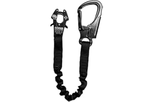 FUSION CLIMB Fusion Tactical ProGlide Military and Police Helo Lanyard - 6ft Elastic Bungee with Kong Frog Shackle Snap Hook, 23kN - Black, 72 inches