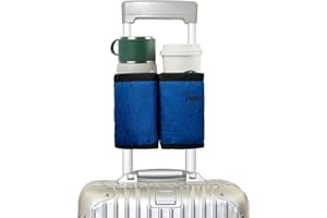 riemot Luggage Travel Cup Holder Free Hand Drink Carrier - Hold Two Coffee Mugs - Fits Roll on Suitcase Handles - Gifts for Flight Attendants Travelers Accessories Navy