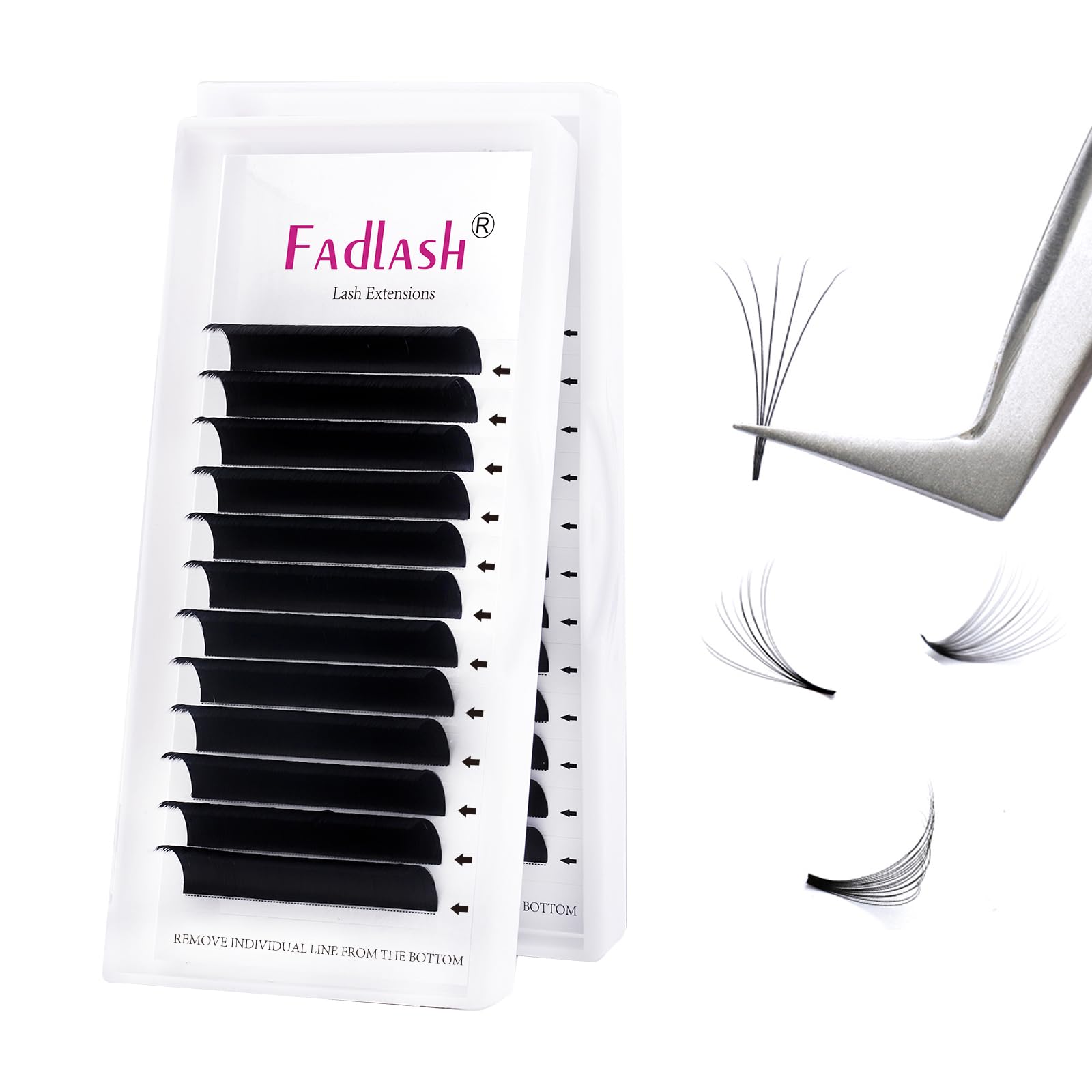 Fadlash Easy Fan Lashes C-Curl 0.03 12mm Russian Lashes - Natural, Self-Fanning, Automatic Blooming Eyelash Extensions