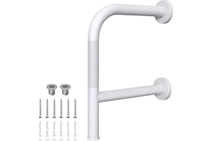 16 Inch Grab Bars for Bathtubs and Showers, Munzong White Anti Slip Bathroom Grab Bar for Wall F Shape Safety Hand Rail Showe