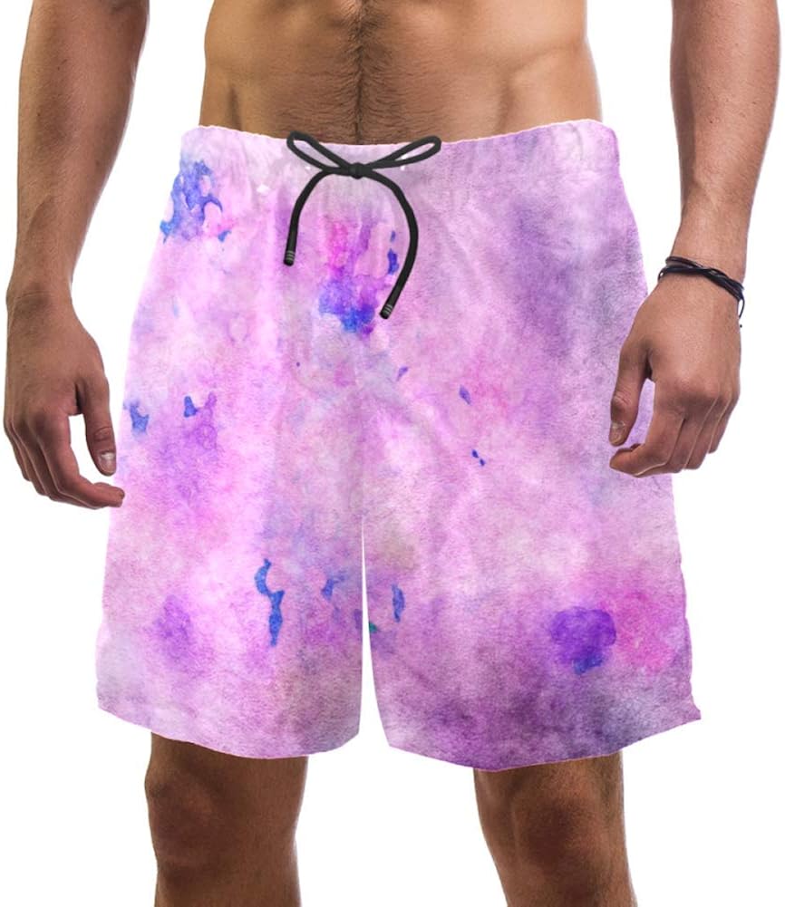 Purple Gradient Men's Quick Dry Swim Trunks Bathing Suit Beach Shorts