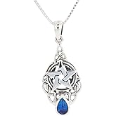 Jewelry Trends Celtic Knot Pentacle Star Sterling Silver Pendant Necklace 18" Blue
