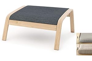 Vepping Lude Multi Colored Armchair Replacement Cover, Fits IKEA Poäng Armchair, Cushion not Included (Footstool Design 2, Polyester - Dark Grey)