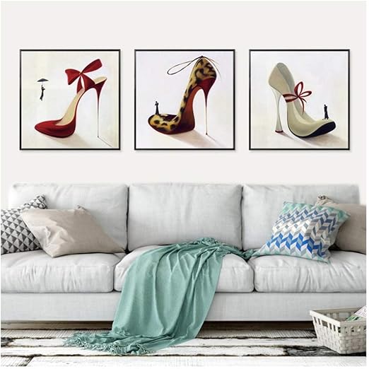 Langge Cartel Creativo Nordico Zapatos De Tacon Alto Pinturas De Lona Zapateria Imagenes Mercado De Alta Costura Decoracion Arte De La Pared 3x60x80cm Sin Marco Amazon Es Hogar