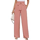 KORSIS Women's Wide Leg Lounge Pants Lightweight High Waisted Loose Work Elastic Casual Outfits Trousers with Pockets (S-2XL)