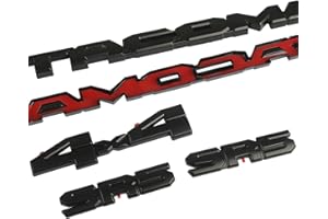 POSPICE Blackout Emblem Overlays 5Pcs Compatible with Tacoma 2024 2025 ABS Plastic Badge Emblems Overlay 250702 with Strong Adhesive Matte Black