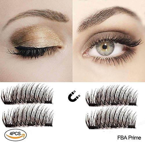 Magnetic Fake Eyelashes-Dual Magnetic Eyelashes Ultra Thin 3D Eyelash (4 /piece) Best Reusable and Easy to Apply (02style)
