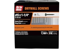 Grip-Rite 114CDWS5#6 X 1-1/4" Phillips Bugle Head Coarse Thread Sharp Point Drywall Screw, 5lb Box