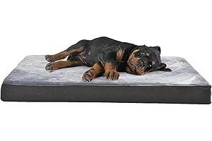 Amazon Basics Dog Bed with Cooling Gel Memory Foam, Pressure-Relief Support for Dogs up to 50lbs, Non-Slip Bottom, Machine Washable Cover, Large Sized (35" x 22"), Grey