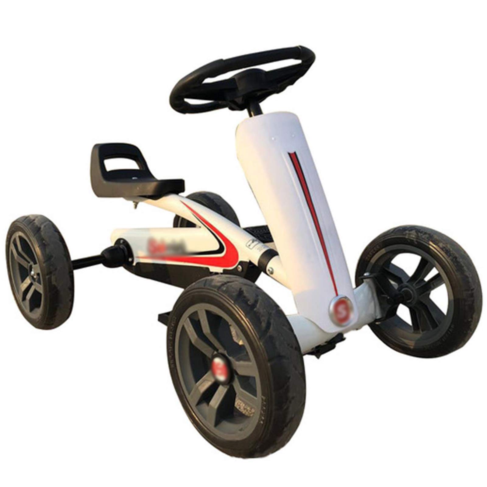 AAADRESSES Racing Go Kart, Outdoor Kids Pedal Go Kart, with Steering Wheel, Rubber Wheels, Brake, fo