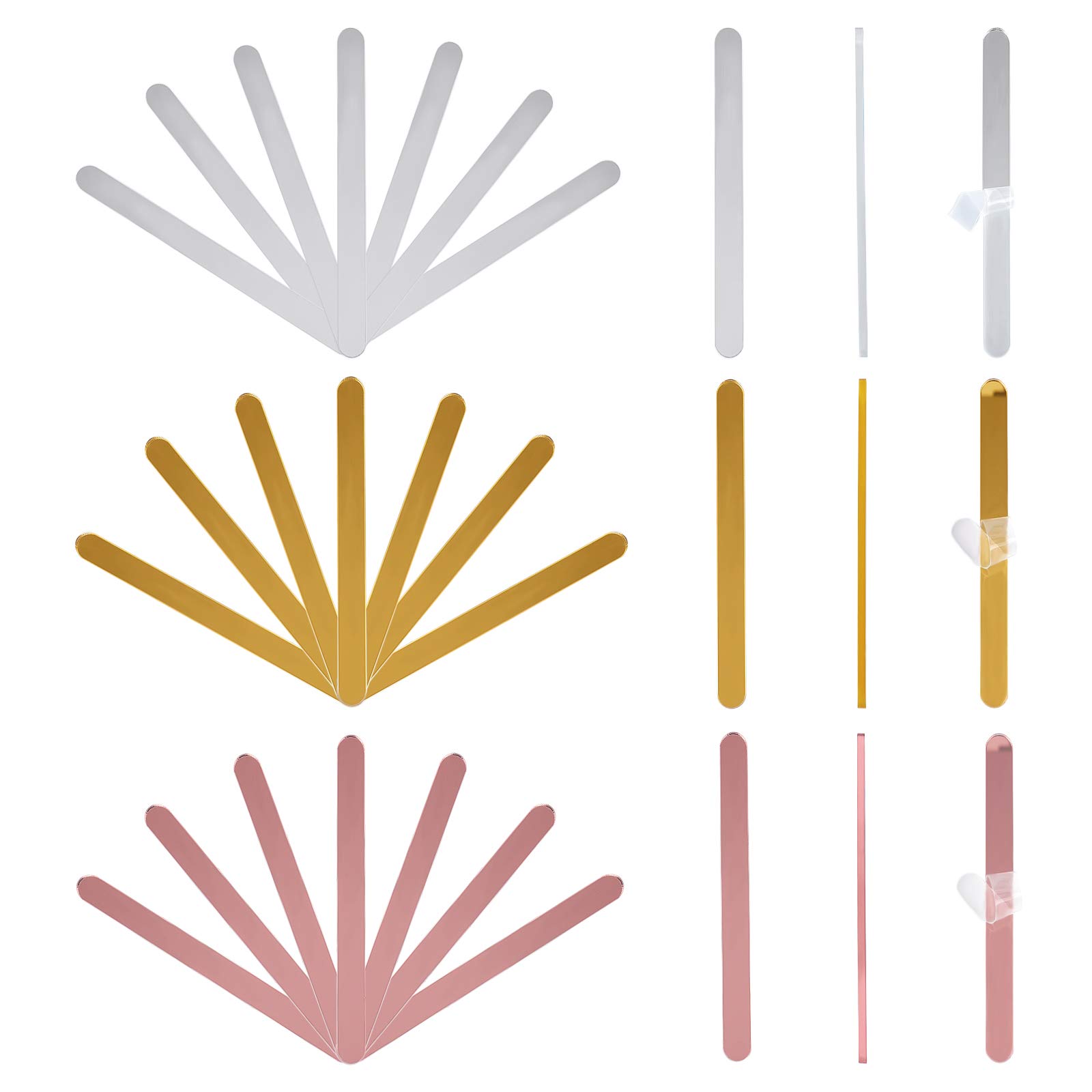 AHANDMAKER Acrylic Cakesicle Sticks, 30 Reusable High Gloss Mirror Popsicle Sticks for DIY Ice Cream Cakesicle Mold, Party Favors, Gold, Silver, Rose Gold, 4.5 x 0.4 Inch
