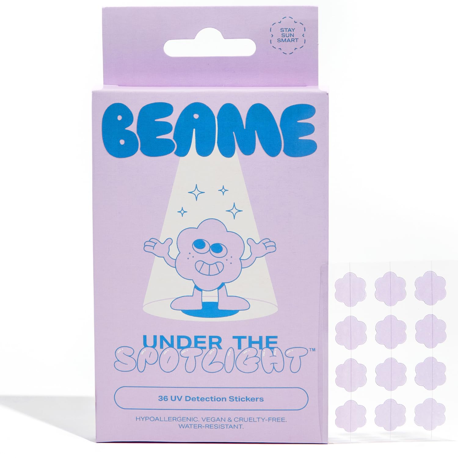 Under The Spotlight™ UV Detection Stickers - Smart UV Sensing Stickers That Show When To Reapply - Water-Resistant & UV Protection Stickers - Skin-Safe, Vegan & Cruelty-Free - 36 UV Stickers, 12mm