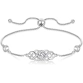 Lwsary Infinity Celtic Knot Bracelet 925 Sterling Silver Birthstone Bracelet Irish Jewelry for Women