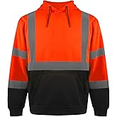 FFTSAFEWARP High Visibility Hoodie for Men Class 3 Hi Vis Safety Hoodies Reflective Construction Sweatshirt with Pockets