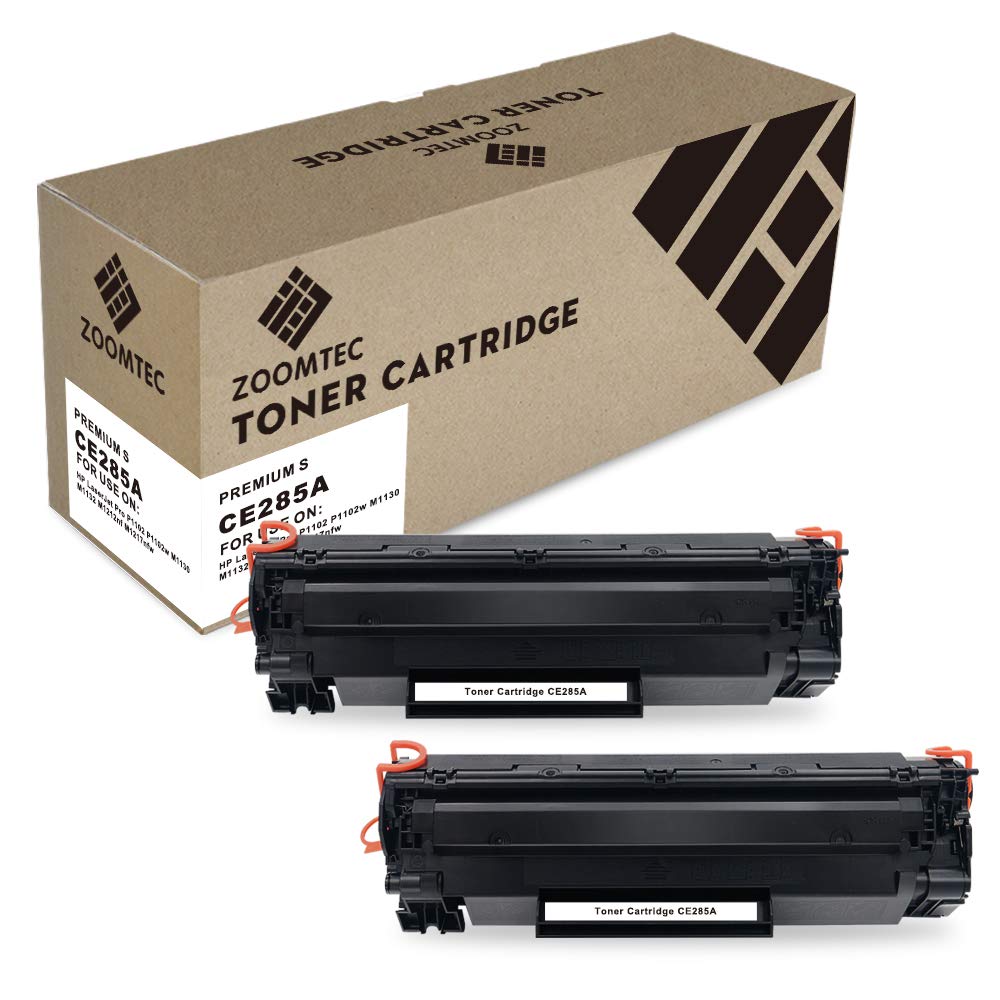 ZOOMTEC CE285A 85A Toner Cartridges Compatible for HP Laserjet Pro P1100, P1102, P1102W, M1212NF M1217NFW, M1130, M1132, M1132MFP - Black (Pack of 2)