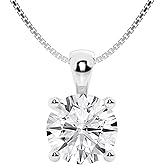 Belacqua Lab Grown Diamond Pendant Necklace in 14K White or Yellow Gold, Round,Oval,Princess and Emerald Cuts, 1/2 to 3 Carat, IGI Certified, E-F Color, VS Clarity, Jewelry for Women,Gift Box Included