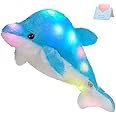 BSTAOFY 18'' Light up Dolphin Stuffed Animal Night Light Colorful Glowing Dolphin Soft LED Plush Toys Gift for Kids on Valentines Christmas Birthday Festivals, Blue