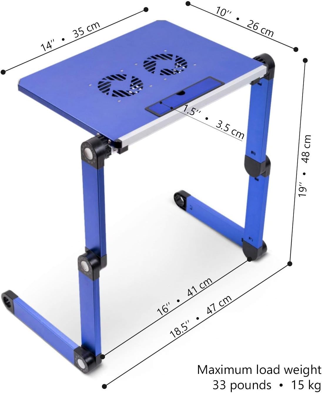 KEREITH Portable Adjustable Aluminum Laptop Computer Desk/Stand/Table Vented w/CPU Fans Notebook