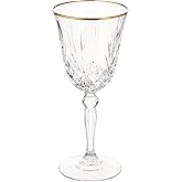 Lorren Home Trends Siena Collection Crystal Red Wine Glass with Gold Band Design, Set of 4, 7.5 fluid ounces
