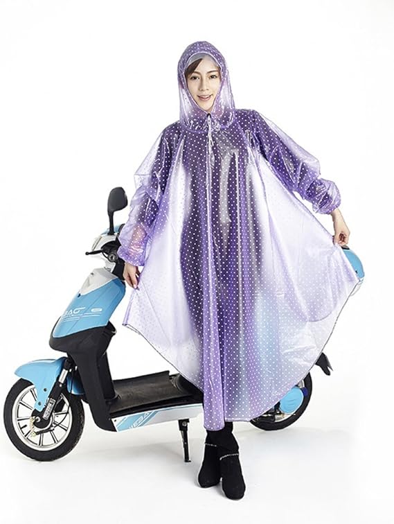 Amazon Pangyi 自転車用 レインコート ポンチョタイプ 袖つき 水玉 カッパ 雨具 自転車 防水 アウトドア 通勤 通学用 男 女 兼用 紫色 レインコート ポンチョ 通販