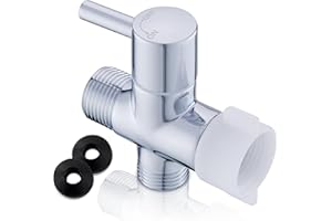 Arofa Bidet T Adapter, Brass T Adapter with Shut-off Valve, 3-way Tee Connector 7/8" x 7/8" x G1/2, Leak-Free Chrome Metal T Valve Adapter for Toilet Bidet Sprayer
