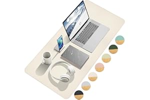 Giecy Desk Mat, Dual-Sided Desk Pad, Large Mouse Pad for Desk, Natural Cork & PU Leather Non-Slip Waterproof Desk Mats for Office and Home (Beige, 31.5" x 15.7")