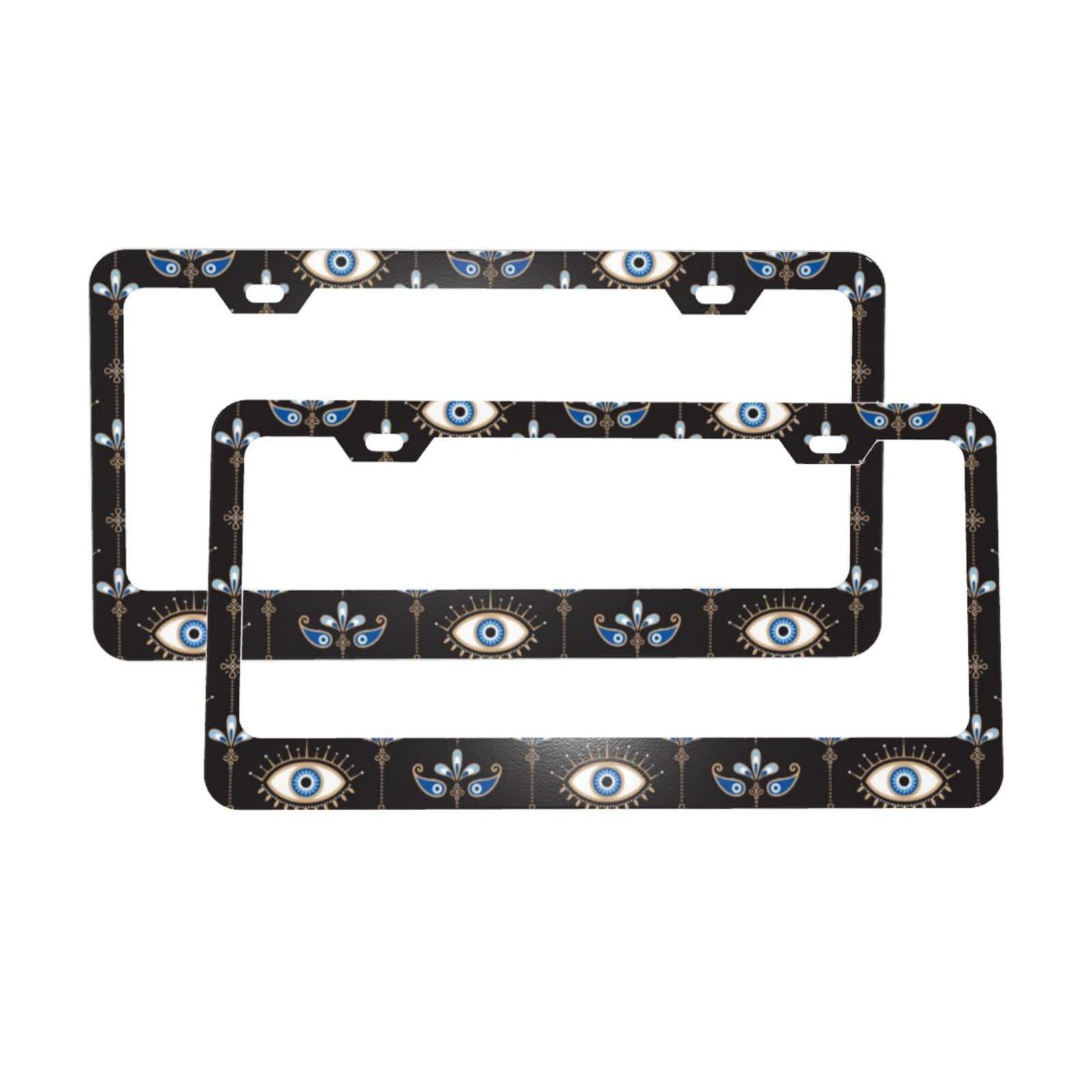 Photo 1 of Evil-Eye License Plate Frames Cute License Plate Frame Car Accessories for Women Car Decor License Plate Cover Car Plate Frame, 2 Pack 2 Holes with Black Screw Caps, Car Tag Covers Holder