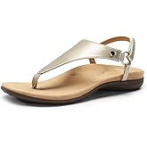 DREAM PAIRS Women's Flat Sandals Arch Support Orthopedic Comfortable Soft Cushion Summer T-Strap Walking Thong Sandals