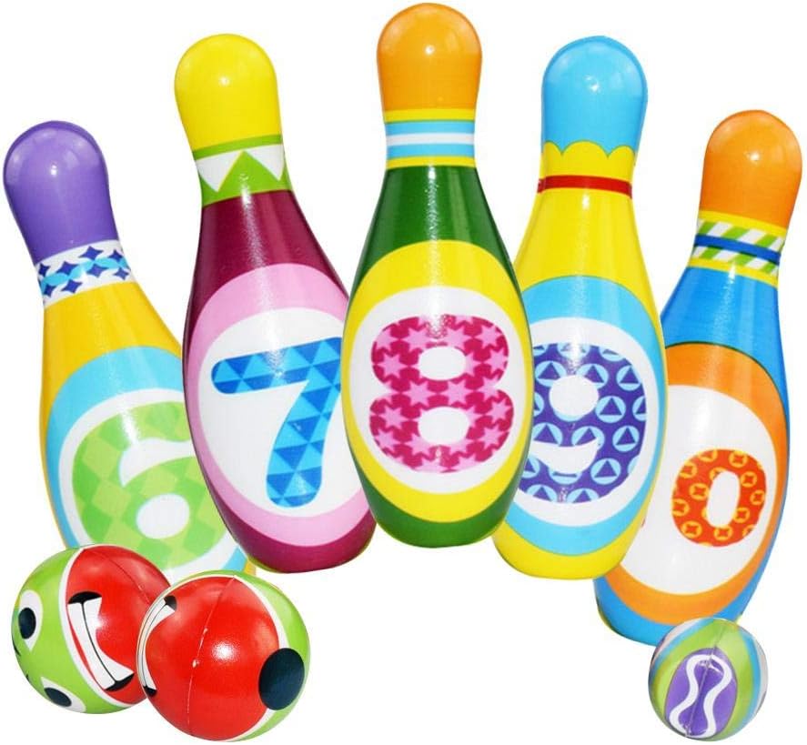Kids Bowling Set Toddlers Educational Toys 10 Indoor Colorful Soft Foam