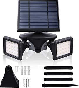 Solar Flood Light Motion Sensor, Waterproof Solar Powered Light, LED Wall Lights 6000K Dusk to Dawn, 2-in-1 Wireless Outdoor Solar Landscape LED Light for Garden/Driveway/Porch/Walkway (1, 6000K)