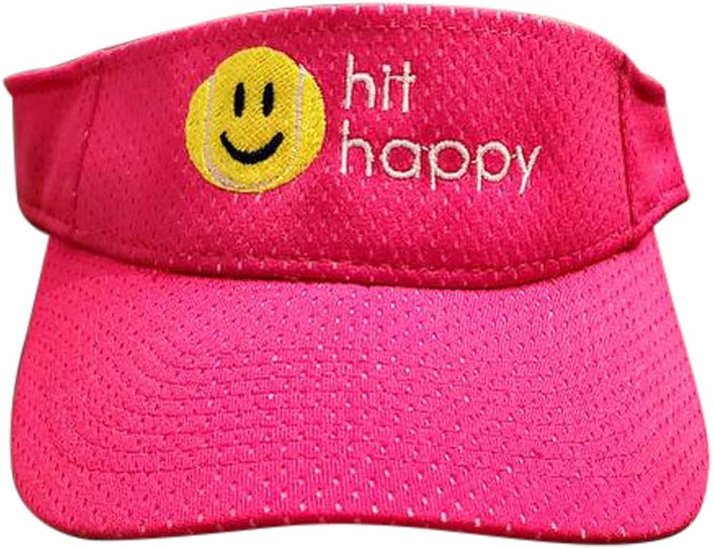Tennis Happies Tennis Visor Hit Happy, Adjustable Strap, Perfect for On The Court Or Off (Pink), One Size: Clothing