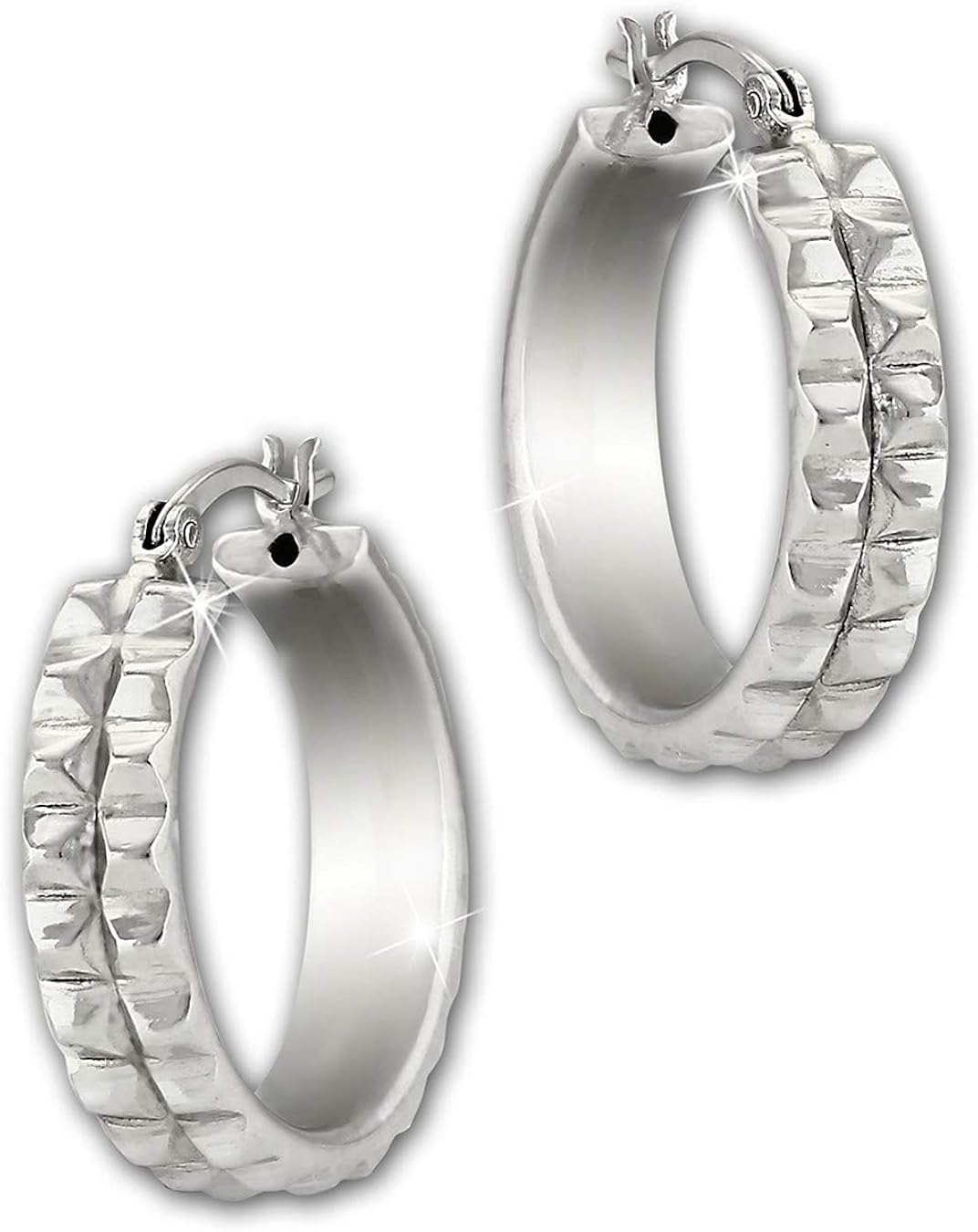 SilberDream Orecchini A Cerchio In Argento 925 – Stile Punk Rock, Diametro 2,9 Cm, Chiusura A Monachella, Regalo Per Lei