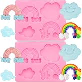 Rcaauna Rainbow Cloud Silicone Fondant Molds 2 Pcs for Chocolate Cake Decoration Candy Cupcake Topper Cake Polymer Clay Crafts Epoxy Resin