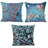 HOSL Decorative Pillow Cover Case 18" X 18" Pack of 3 (Bird and Tree)