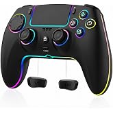 JUNHUAN Wireless Hall Effect Controller for PS5 Series/PC/Mac/iOS | Hall Effect Joysticks&amp;Triggers/Back Paddles/TURBO/1500mAh Battery/Dual Vibration/6-Axis Gyro/3.5mm Audio Jack