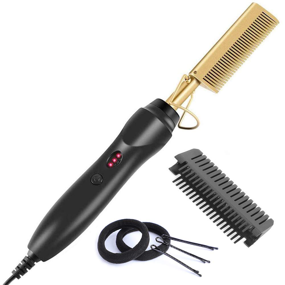 【Mode Works】Hot Comb Hair Straightener - Electric Straightening Comb for African American Hair and Wigs - Technology Hair Straightener for Wet and Dry Hair - Quick Heated Comb for Men Long Beard : Beauty