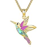 Eusense Animals Jewelry Hummingbird Black Cat Necklace 925 Sterling Silver Wiccan Mushroom Owl Cat Pendants Necklace for Women Men