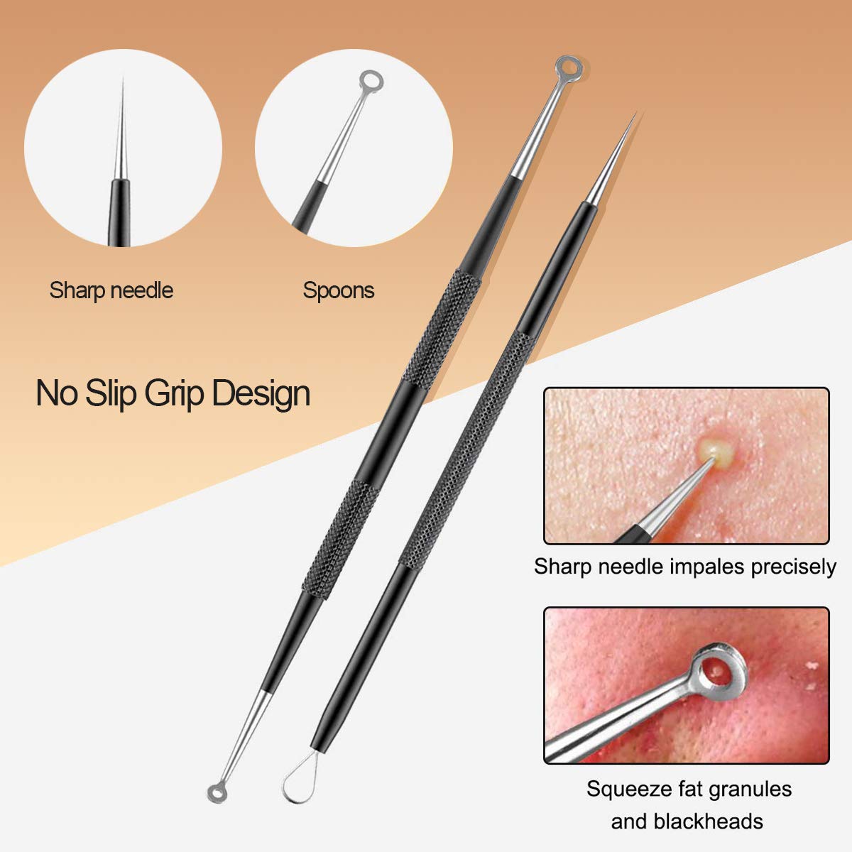 Blackhead Remover Tool Kit, Aooeou 10 Pcs Professional Pimple Popper Tool - Comedone Extractor Acne Removal Kit for Blemish, Whitehead Popping, Zit Removing for Nose Face: Beauty