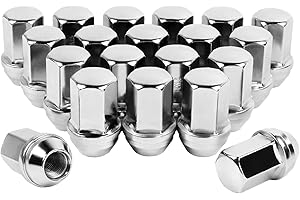 SKCOAUTO 20 Pcs M14x1.5 Lug Nuts Chrome Compatible with Wrangler Gladiator Cherokee Grand Ram 1.46 Inch 7/8 Hex OEM Factory Style Large Acorn Seat Wheel Lug Nuts