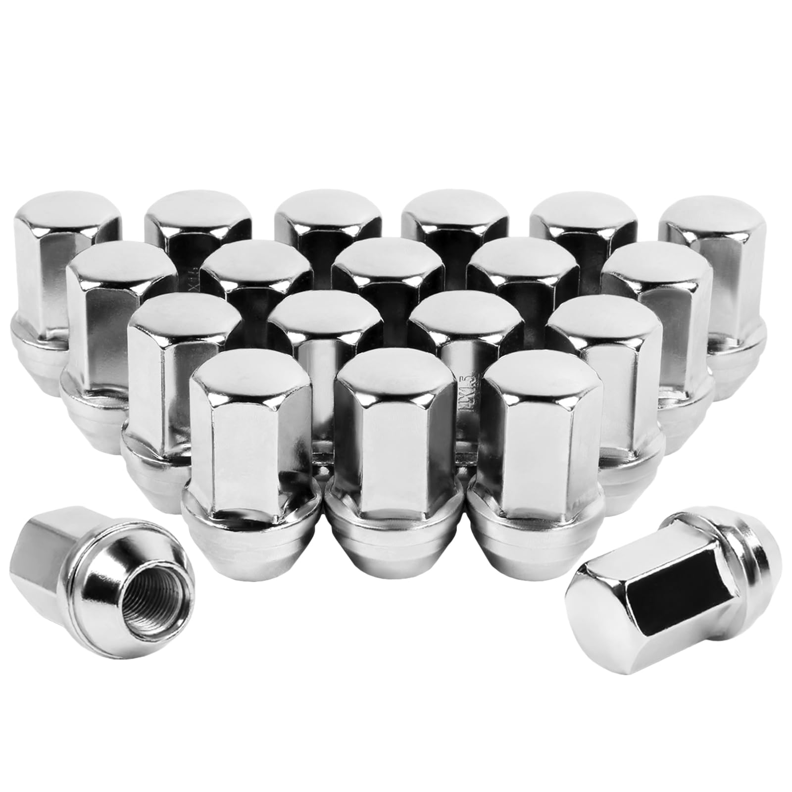 Photo 1 of 20 Pcs M14x1.5 Lug Nuts Chrome Compatible with Wrangler Gladiator Cherokee Grand Ram 1.46 Inch 7/8 Hex OEM Factory Style Large Acorn Seat Wheel Lug Nuts
