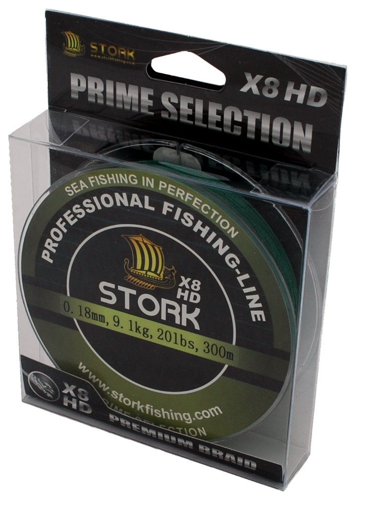 Stork HDx8 8x Premium Braided Fishing Line 300 m, moss green, 30 lbs / 13.6 kg / 0.22 mm
