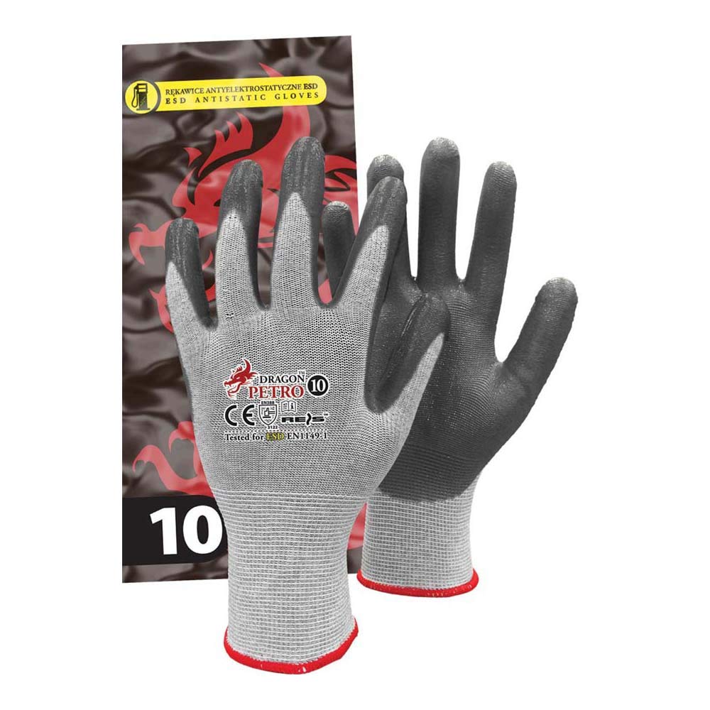 Reis Petro9 Dragon Protective Gloves, Grey-White-Grey, 9 Size, Pack of 12
