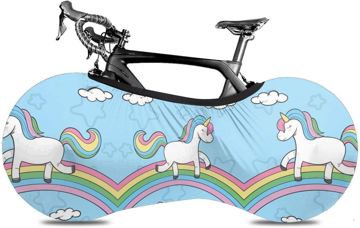 Latery Cute Unicorn with Rainbow Bicycle Wheel Cover Antidust Indoor Bike Storage