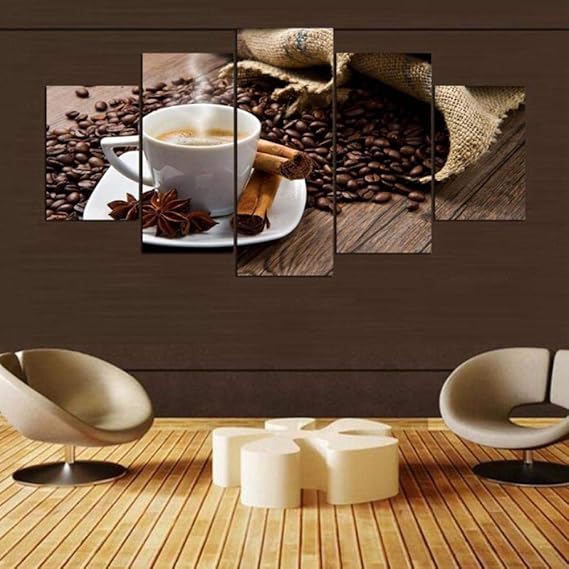 Chladdl Pintura de impresión en Lienzo Modular 5 Piezas café Arte